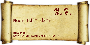 Neer Hümér névjegykártya